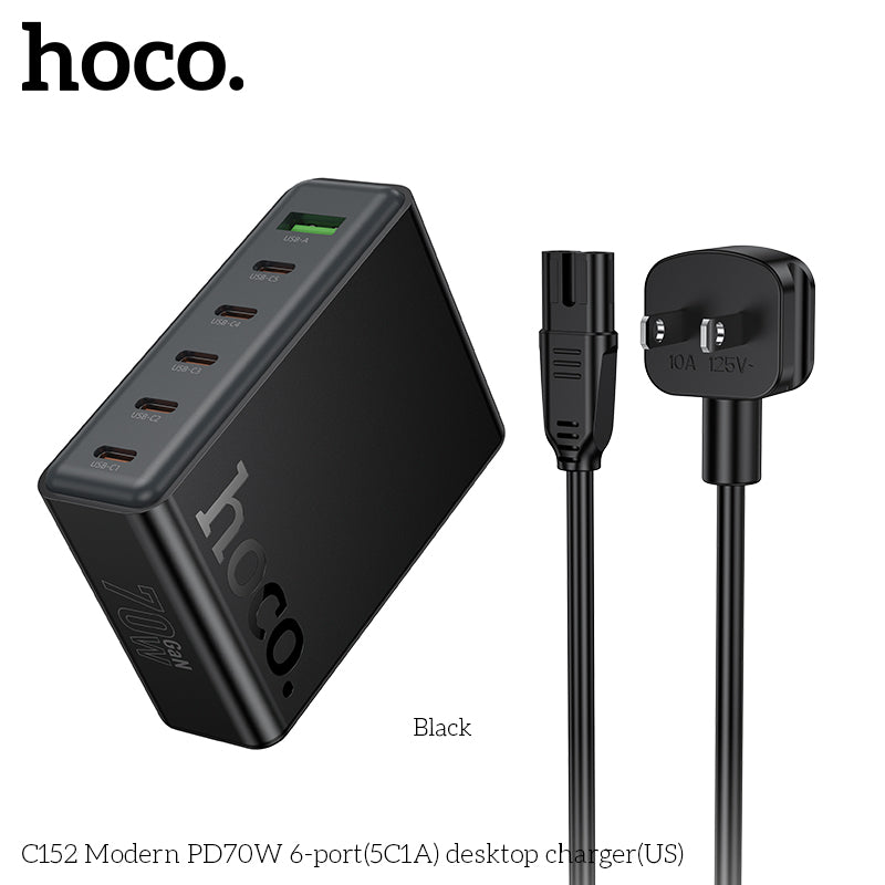 HOCO C152 Modern Charging Station – PD70W, 5x Type-C + USB-A, 6-Port