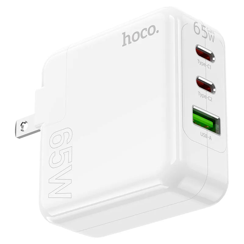 HOCO C115 Header PD65W 3-Port Wall Charger White Pakistan