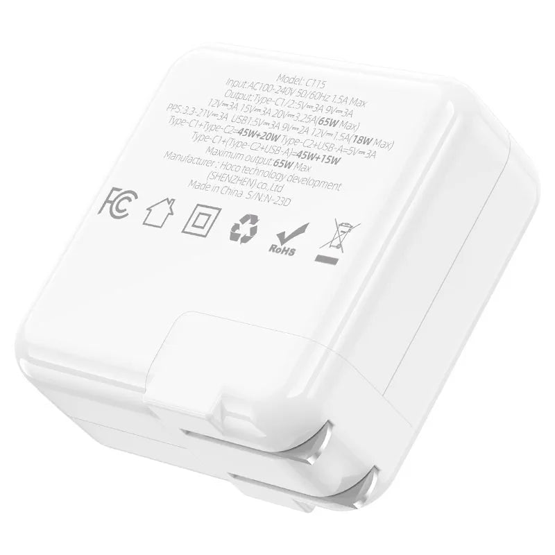 HOCO C115 Header Folding US Plug PD65W Charger Pakistan