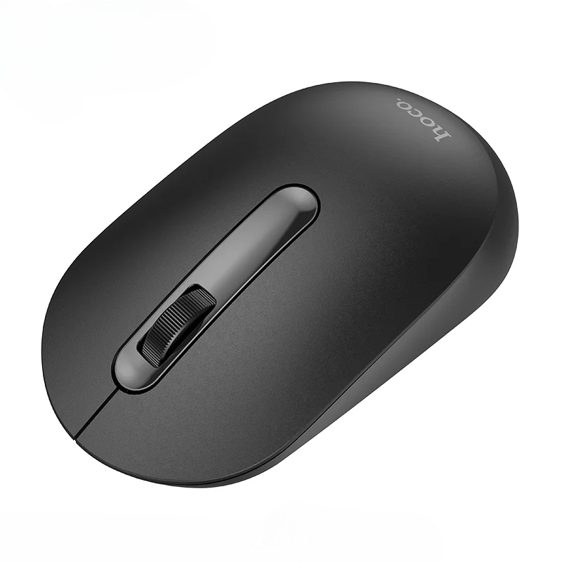 Black computer mouse with 'Hoco' branding on a white background