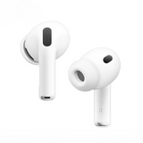 White wireless earbuds on a white background