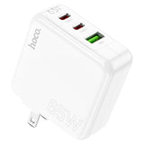 65W power adapter with multiple ports on a white background
