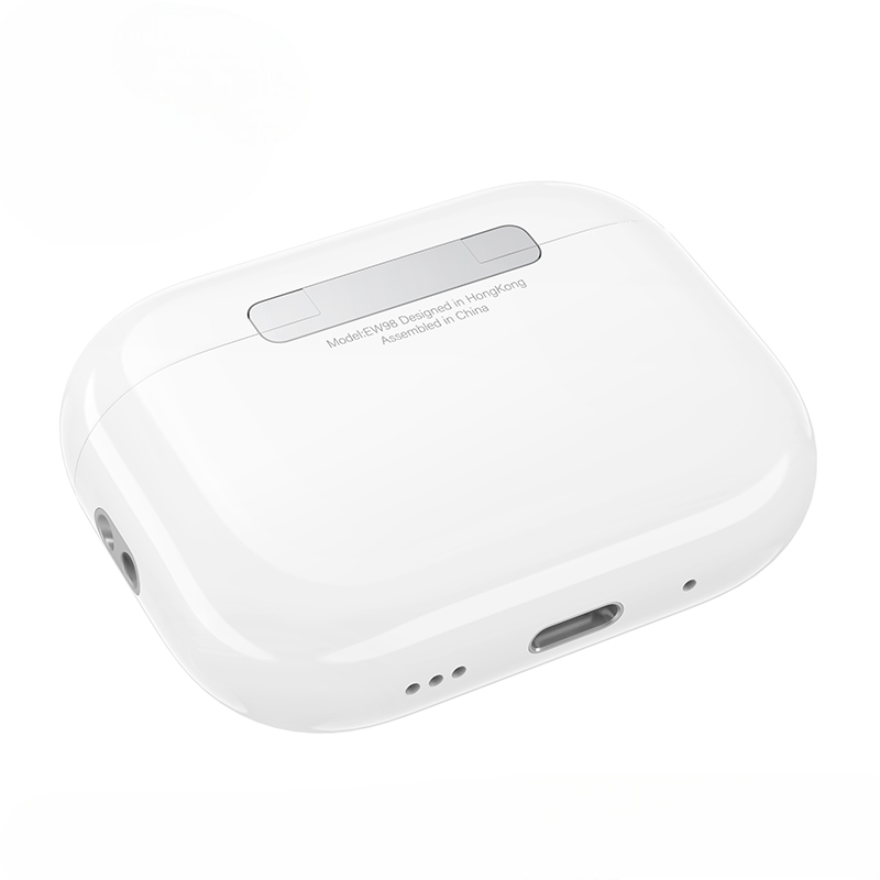 White wireless earbud case on a white background