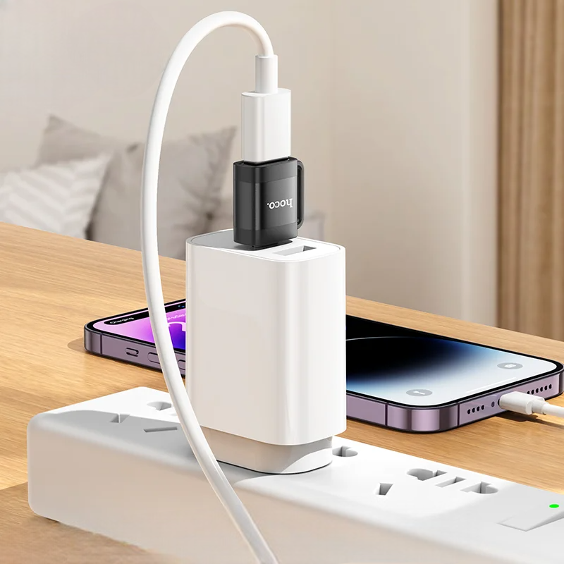 HOCO UA31D USB-A to Type-C Adapter – USB 2.0, 480Mbps Data Transfer & Fast Charging Support | 6 Month Warranty Hoco Pakistan