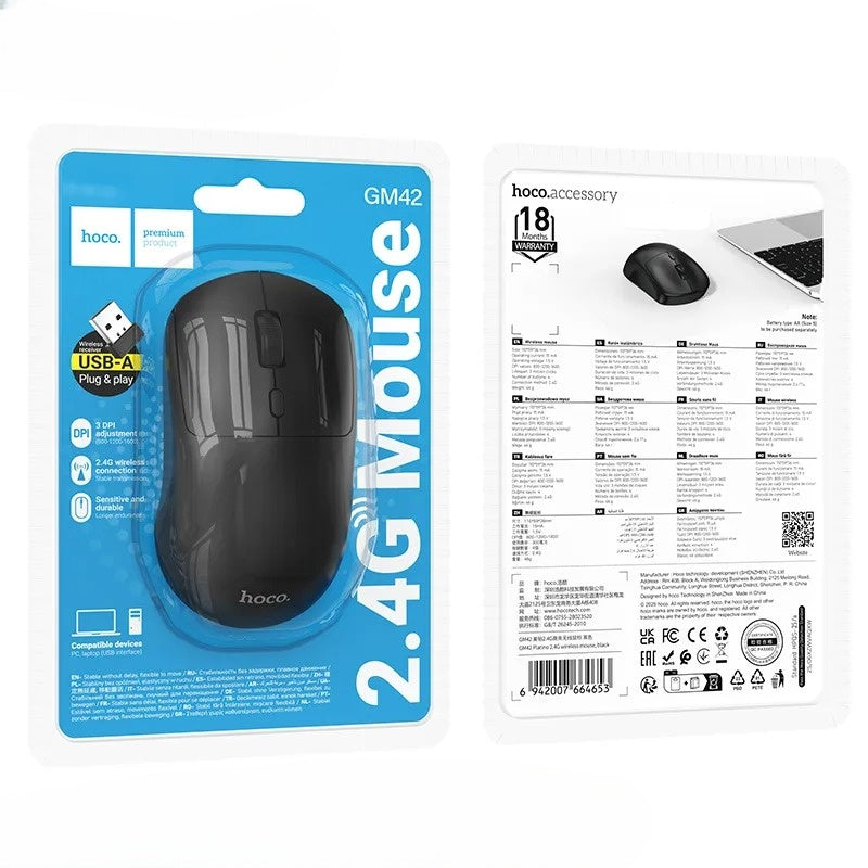 HOCO GM42 Platino Wireless Silent Mouse Black hocopk.com