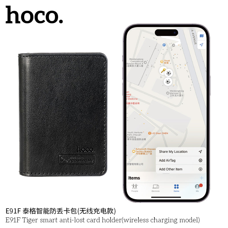 HOCO E91F Wallet Tracker – Apple Find My & Wireless Charging