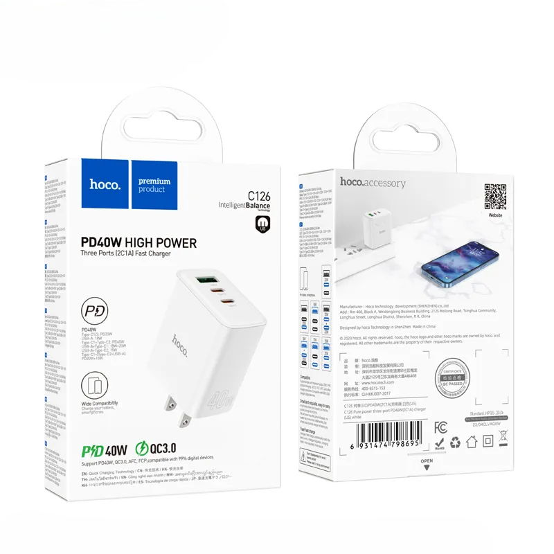 HOCO C126 Pure Power 40W Fast Charger iPhone Samsung Pakistan