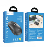 Hoco wireless mouse packaging with blue background and product image.