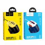 Two packaging boxes for hoco game wired mice on a white background