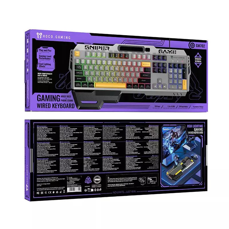 HOCO GM702 Vistoso Sniper Gaming Keyboard - 104 Keys RGB Backlit Wired – product image 5, HOCO Pakistan