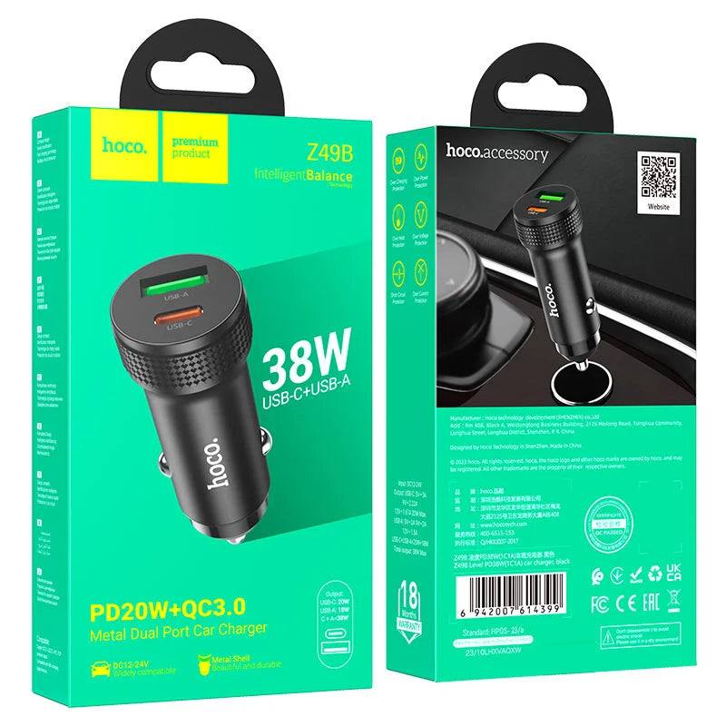HOCO Z49B Level Car Charger with Lightning Type-C Cable Pakistan
