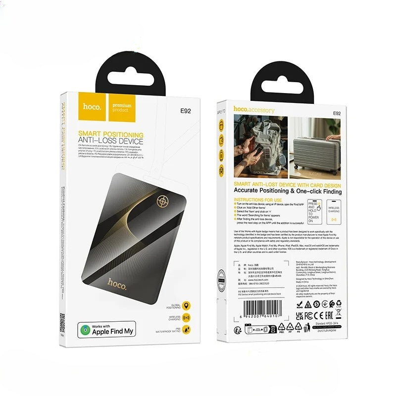 Hoco E92 smart positioning anti-loss device packaging on a white background