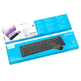 Keyboard and mouse set with packaging on a white background