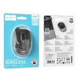 Hoco wireless mouse in packaging with blue front and white back