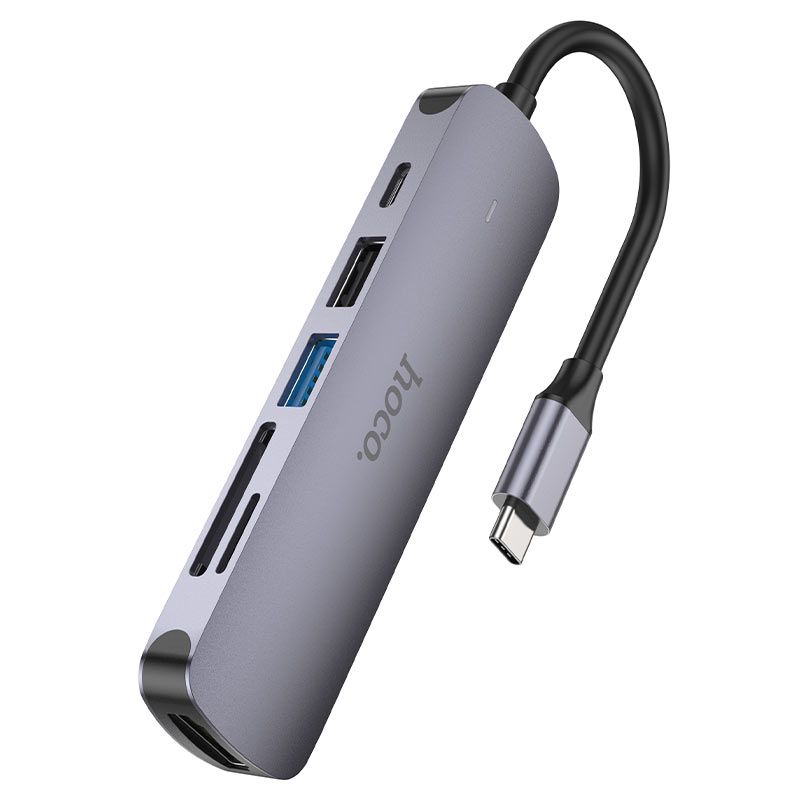 HOCO HB28 6-in-1 USB-C Hub – 4K HDMI, 60W PD, USB & SD/TF