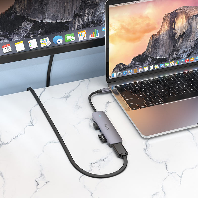 HOCO HB28 6-in-1 USB-C Hub – 4K HDMI, 60W PD, USB & SD/TF