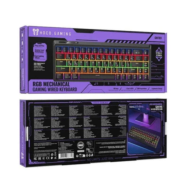 HOCO GM703 Rico Mechanical Gaming Keyboard - English Version RGB Backlit – product image 4, HOCO Pakistan