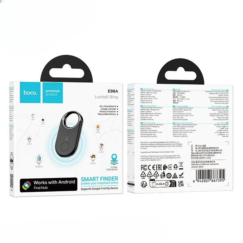 Hoco smart finder packaging with product image and text on a white background