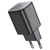 Black and silver Hoco USB charger on a white background