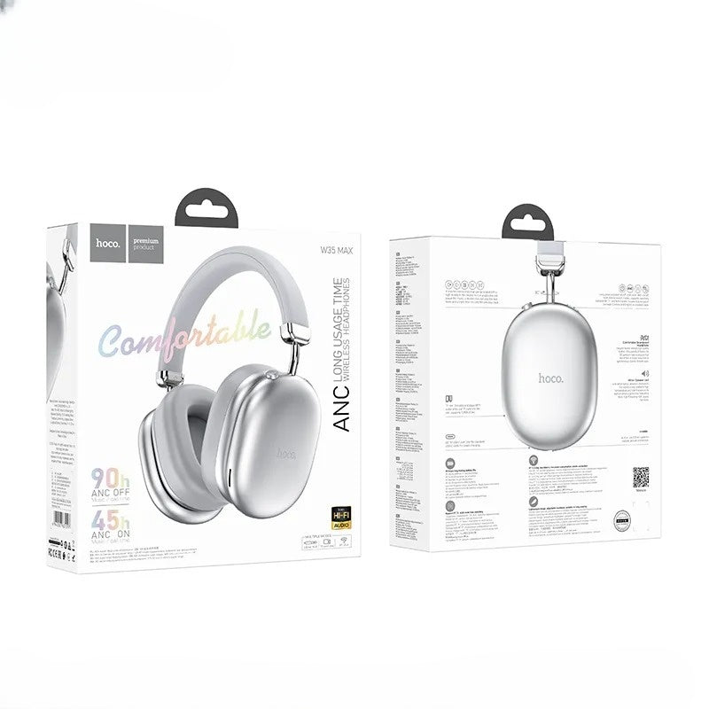 White headphones with packaging on a white background