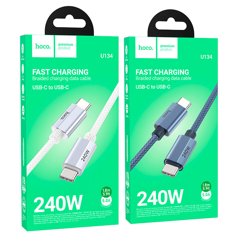 HOCO U134 Primero 240W PD3.1 Type-C to Type-C Laptop Charging Cable – 48V/5A