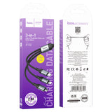Hoco 3-in-1 charging cable packaging with purple and white design.